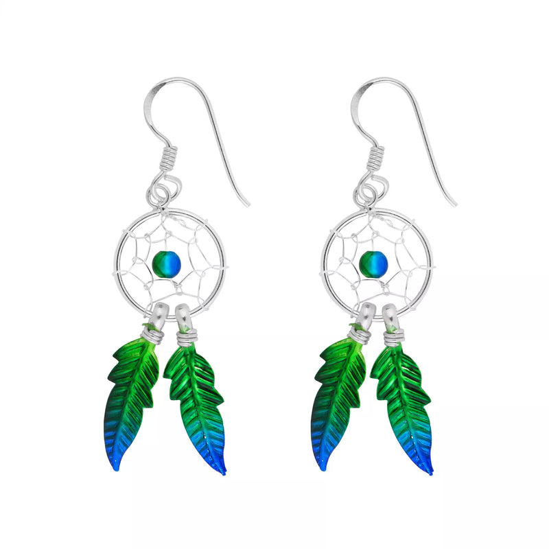 Green & Blue Dreamcatcher Earrings