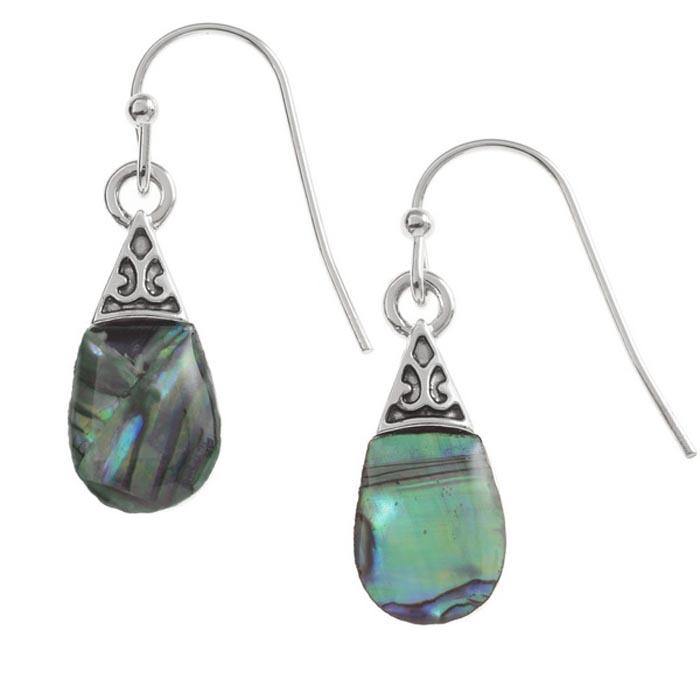 Paua Shell Green Pear Drop Earrings