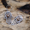 Hamsa Hand Silver & Gold Earrings