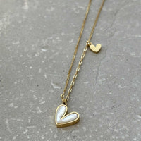 Tarnish Resistant Pearlescent Heart Necklace