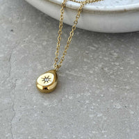 Tarnish Resistant Gold Teardrop Necklace