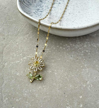 Tarnish Resistant Flower Zirconia Necklace