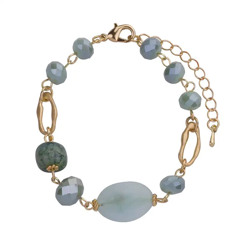 Semi Precious Stone Crystal Clasp Bracelet