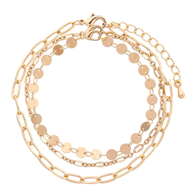 Gold Triple Clasp Bracelet Set