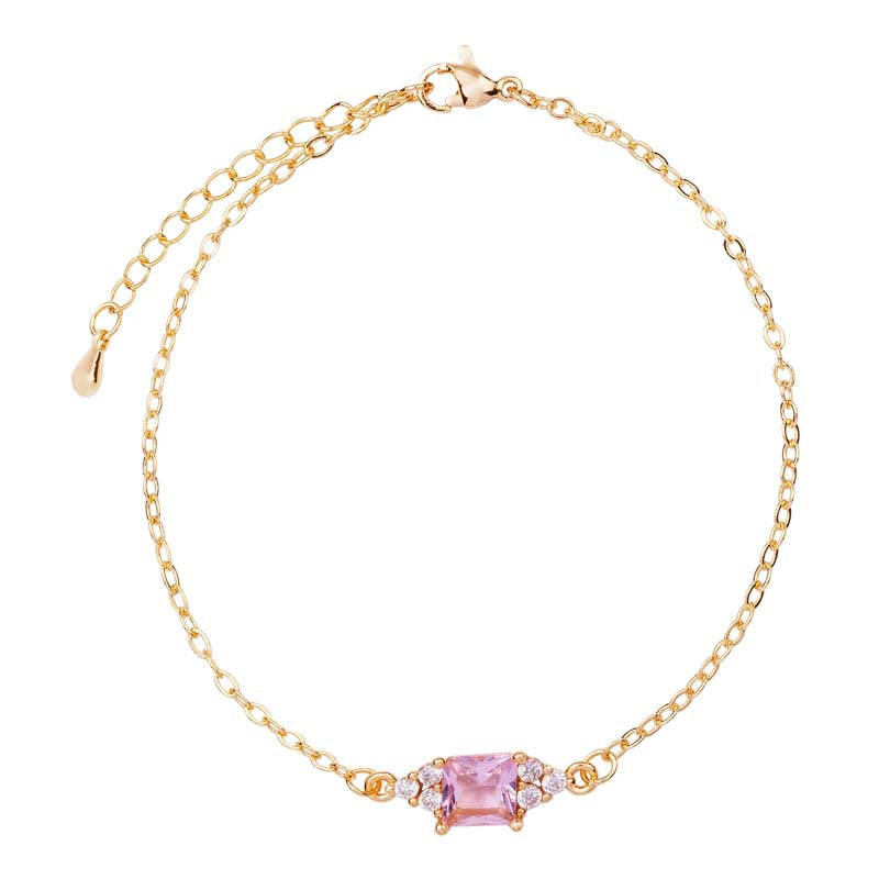 Gold Cubic Zirconia Pink Bracelet