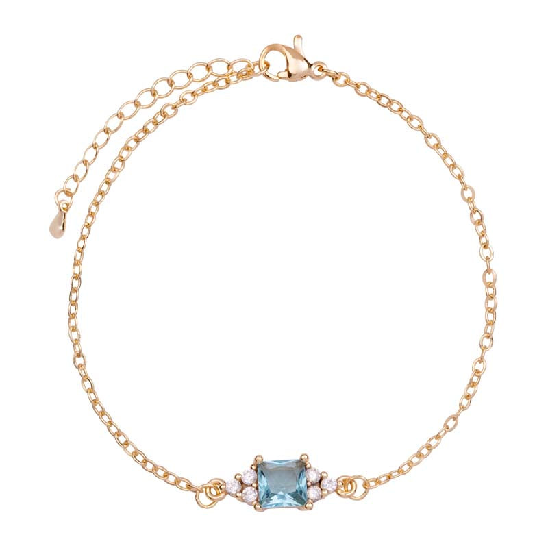 Gold Cubic Zirconia Blue Bracelet