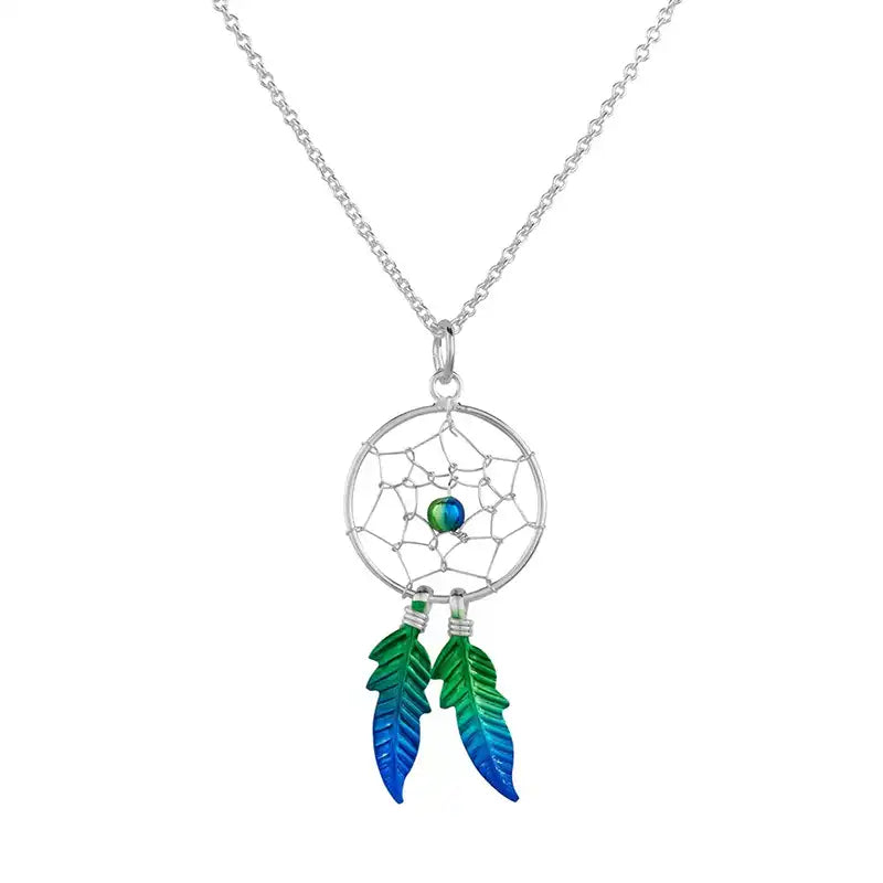 Green & Blue Dreamcatcher Necklace