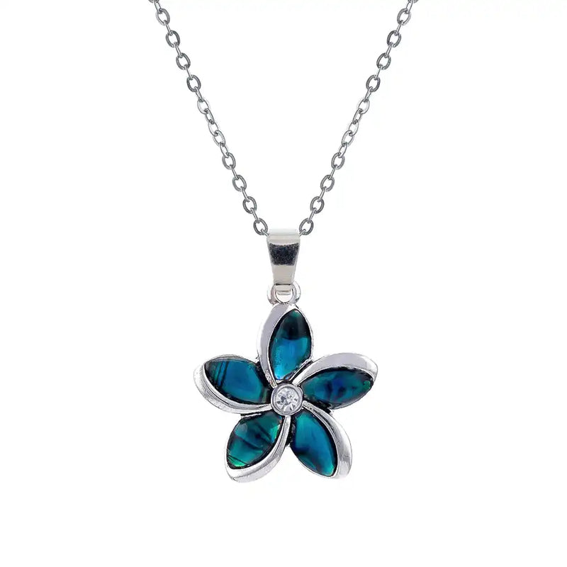 Paua Shell Daisy Crystal Necklace