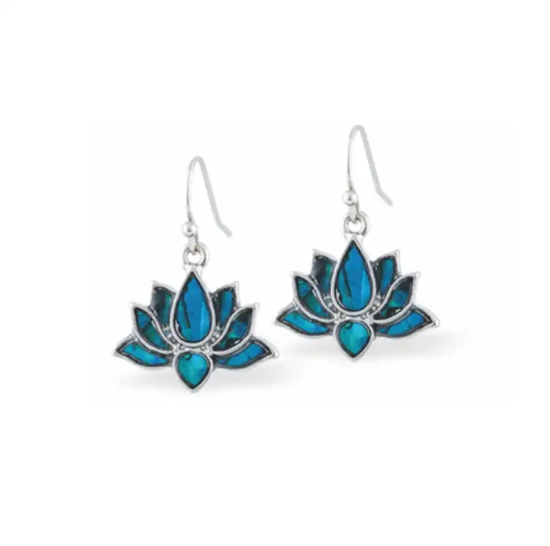 Paua Shell Lotus Flower Earrings