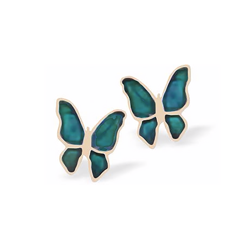 Paua Shell Rose Butterfly Earrings