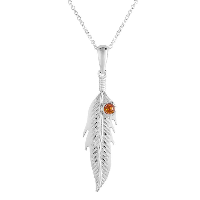 Amber Feather Pendant