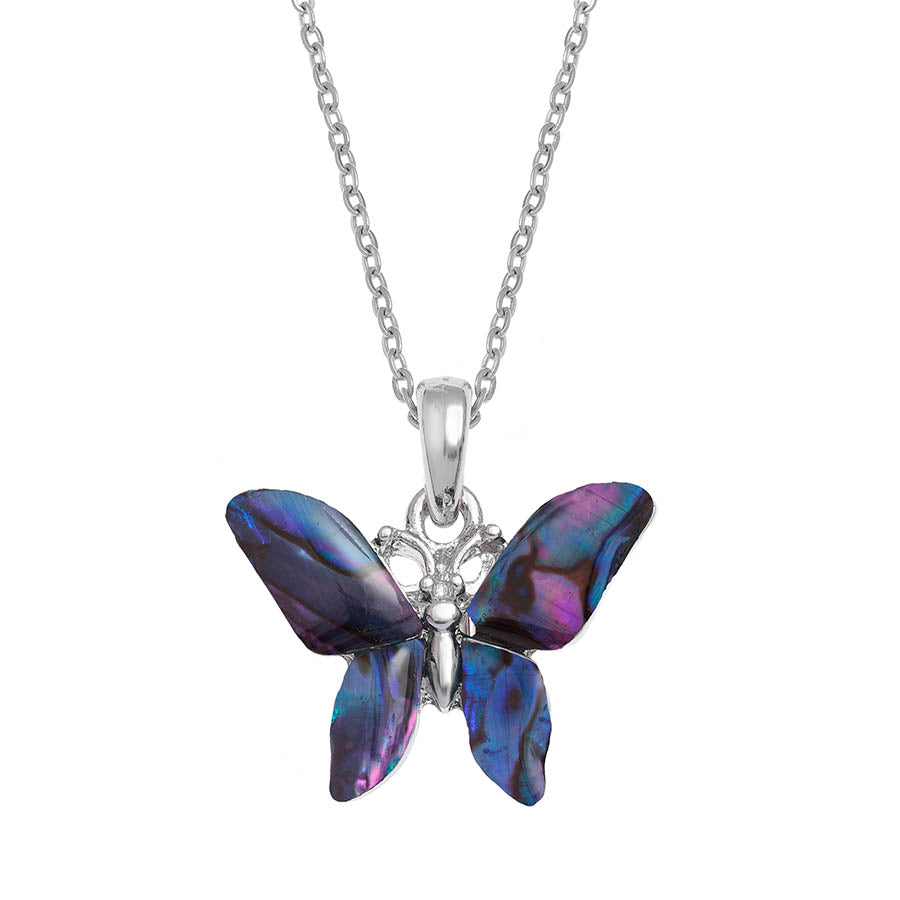 Paua Shell Purple Butterfly Necklace