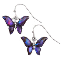 Paua Shell Purple Butterfly Earrings