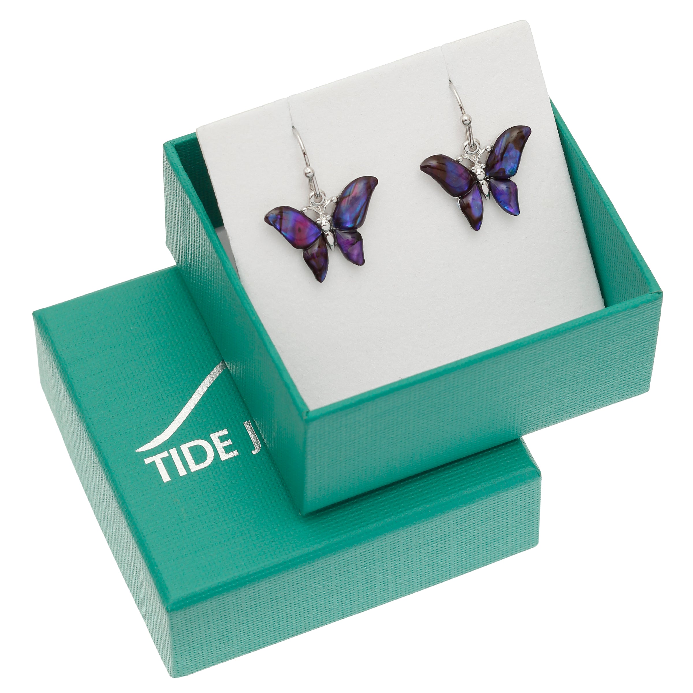 Paua Shell Purple Butterfly Earrings