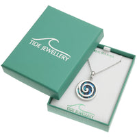 Paua Shell Blue Spiral Necklace