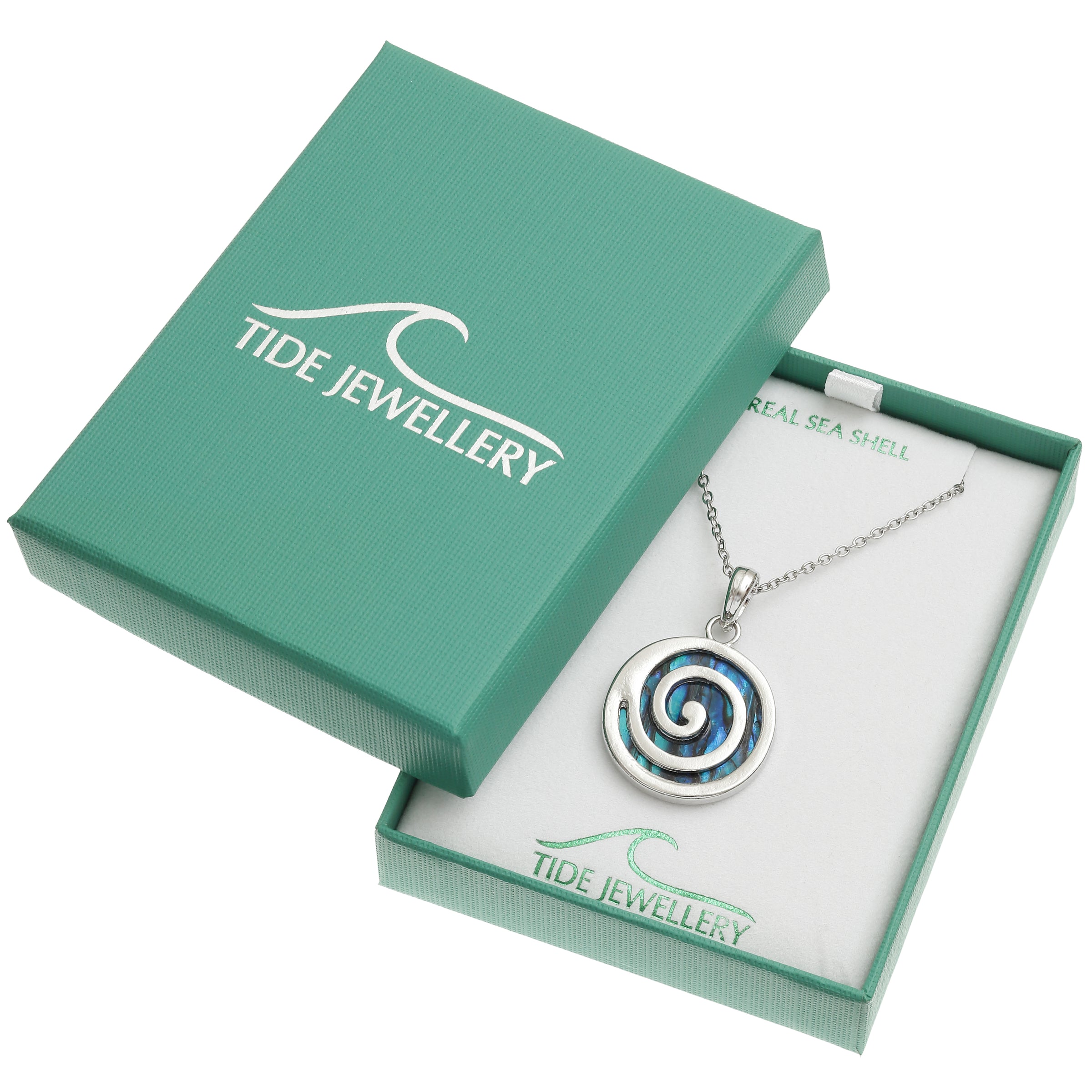 Paua Shell Blue Spiral Necklace