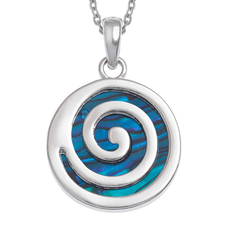 Paua Shell Blue Spiral Necklace