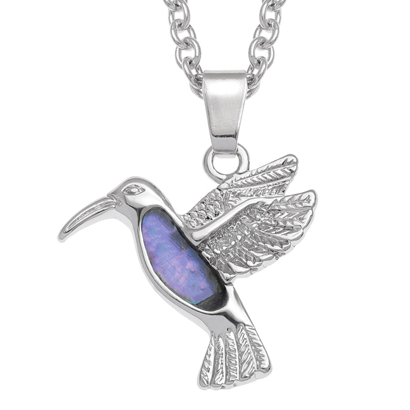 Paua Shell Blue Hummingbird Necklace
