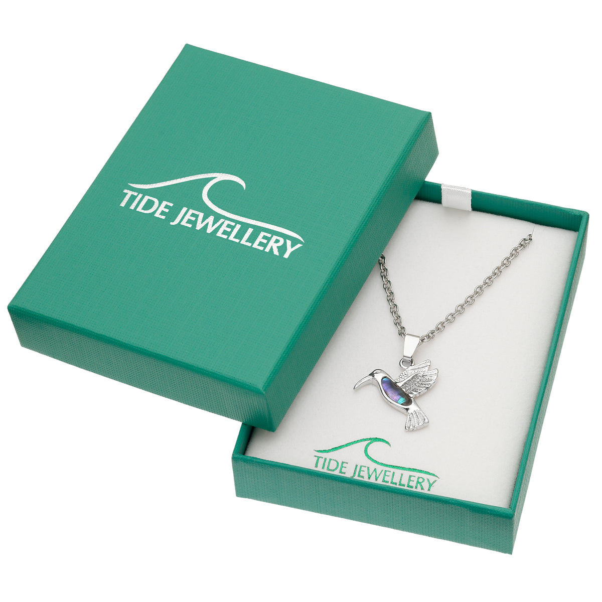 Paua Shell Blue Hummingbird Necklace