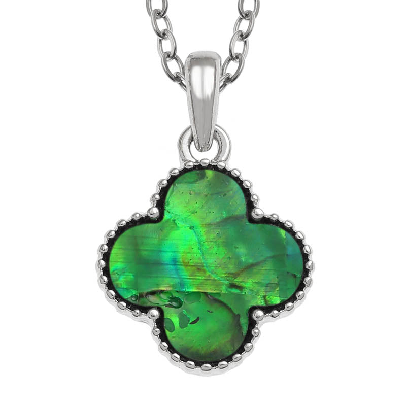 Paua Shell Green Quatrefoil Necklace