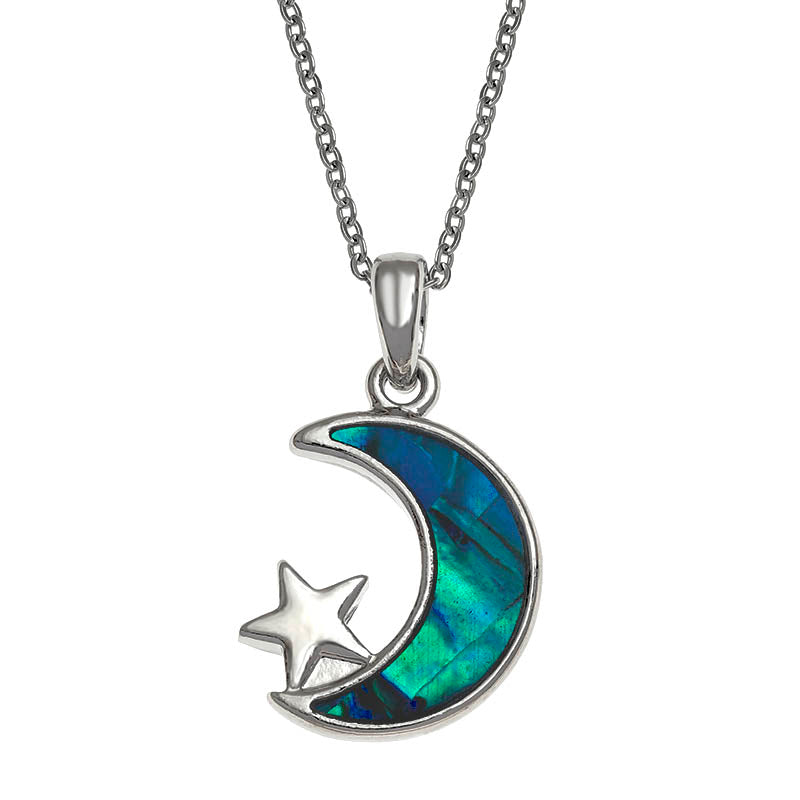 Paua Shell Moon and Star Necklace