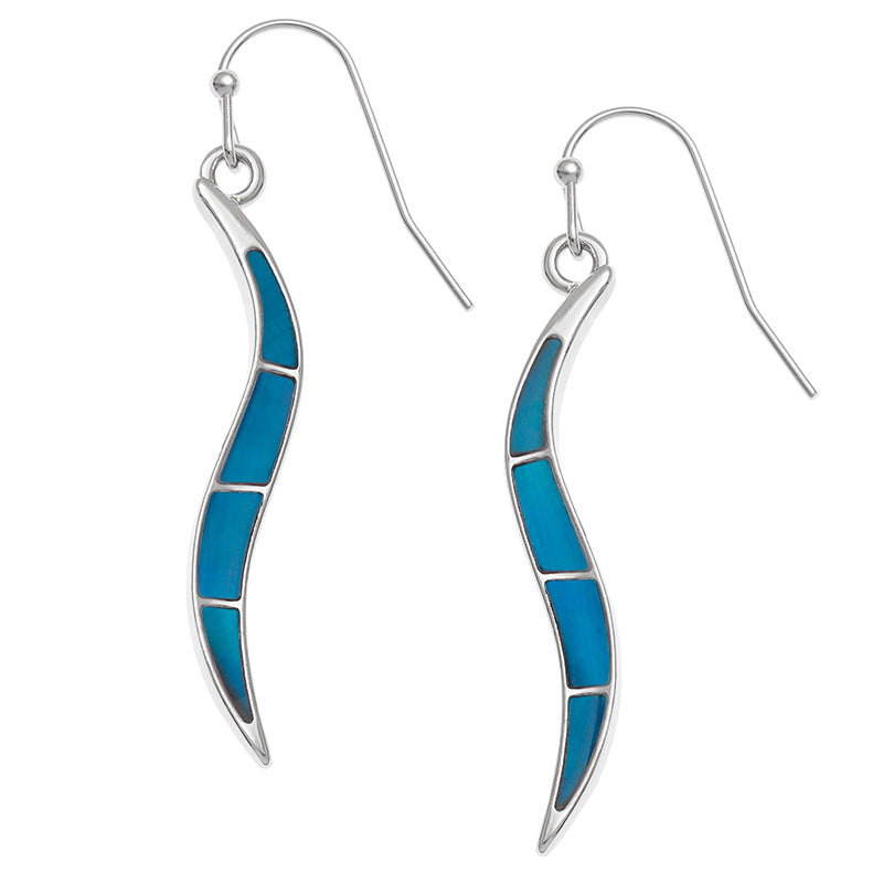 Paua Shell Long Curved Earrings