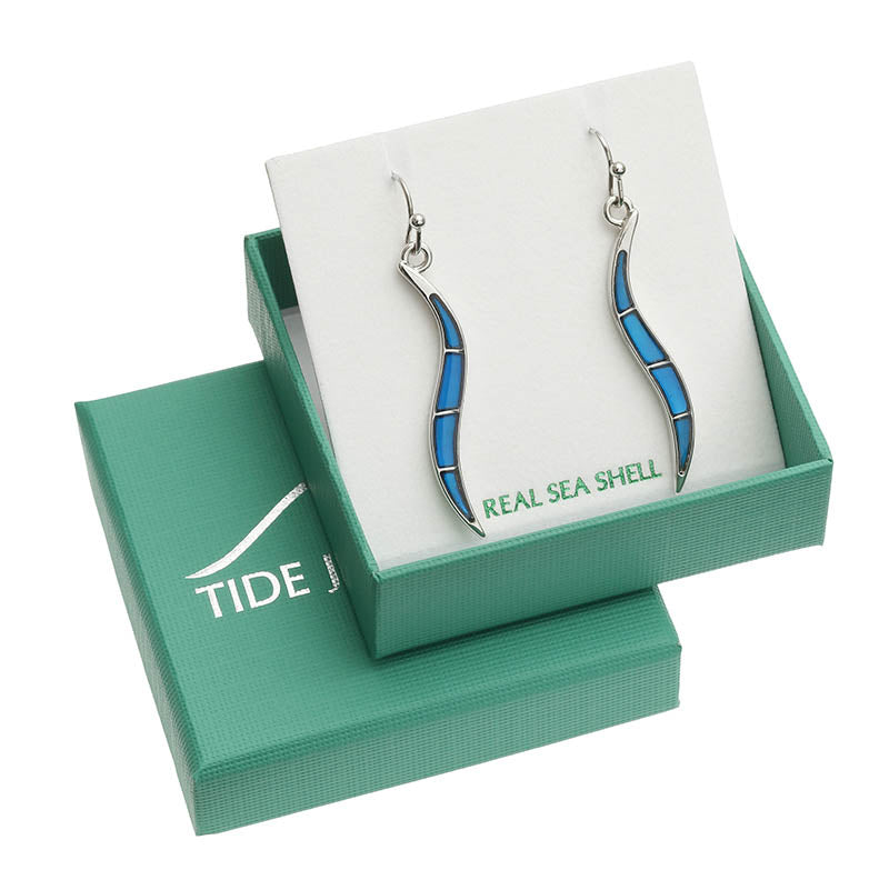 Paua Shell Long Curved Earrings