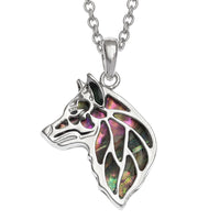 Paua Shell Wolf Head Necklace