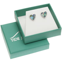 Paua Shell Large Heart Stud Earrings
