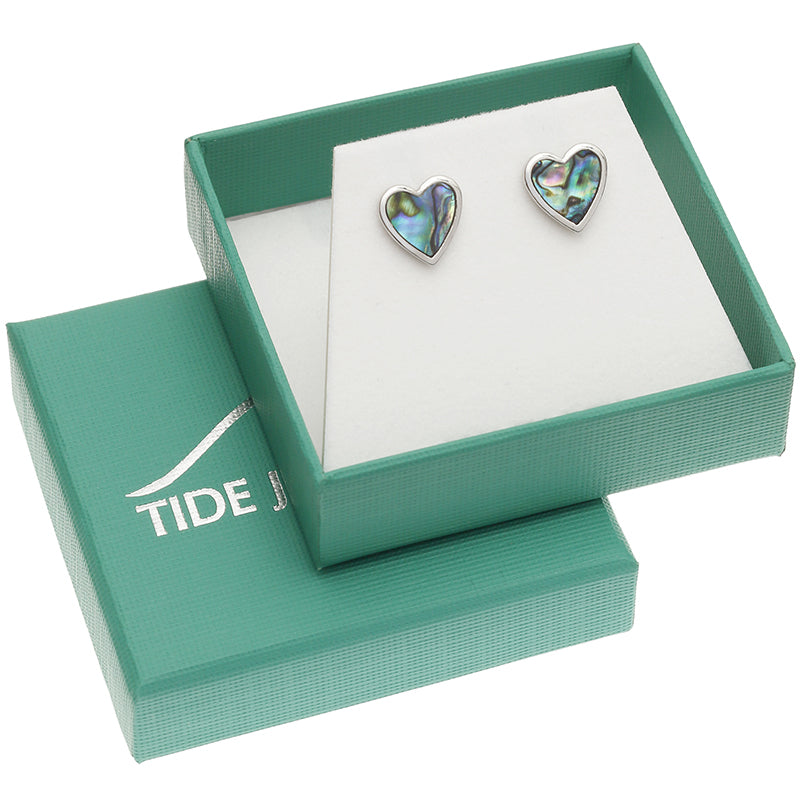 Paua Shell Large Heart Stud Earrings