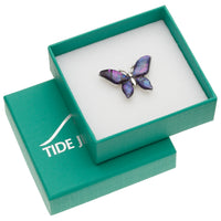 Paua Shell Purple Butterfly Pin Badge