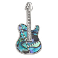 Paua Shell Guitar Pin Badge