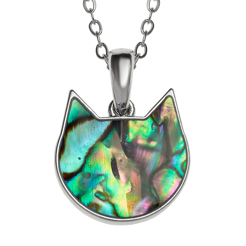 Paua Shell Natural Cat Face Necklace