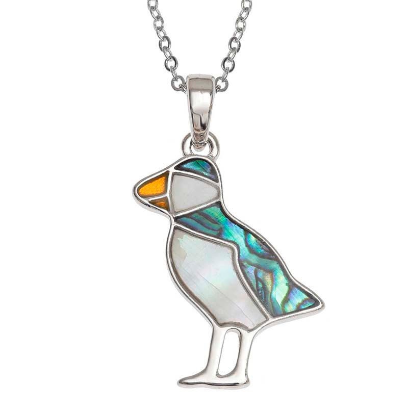 Paua Shell Puffin Necklace