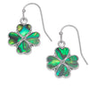 Paua Shell Green Lucky Four Leaf Clover Earrings