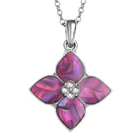 Paua Shell Pink Flower Necklace