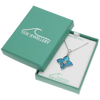 Paua Shell Blue Flower Necklace