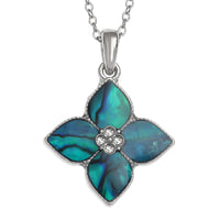 Paua Shell Blue Flower Necklace