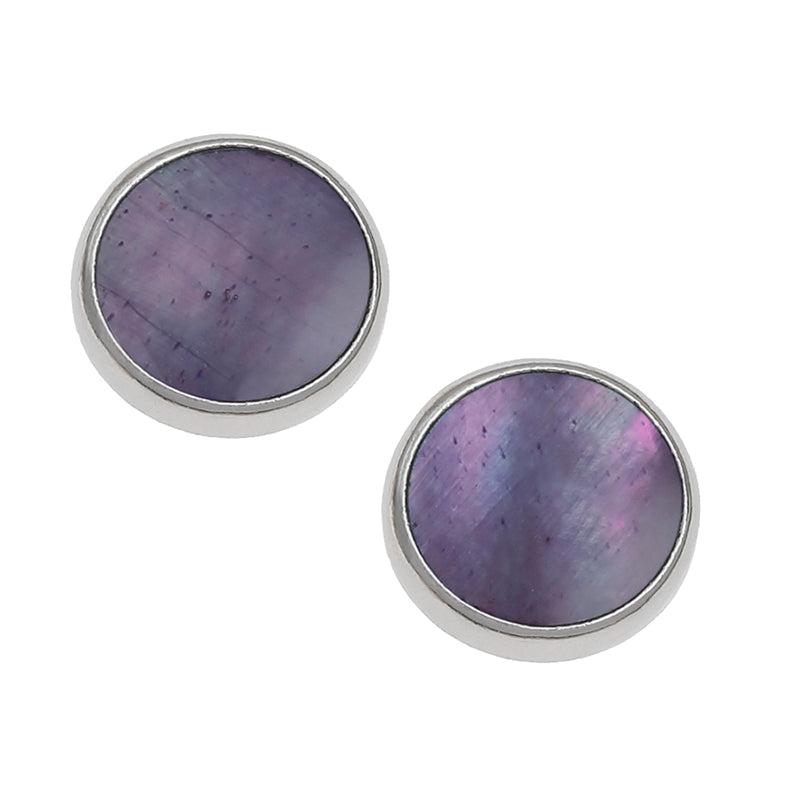 Paua Shell Purple Round Stud Earrings