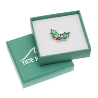 Paua Shell Holly Leaf Pin Badge