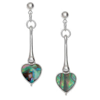 Paua Shell Heart Drop Earrings
