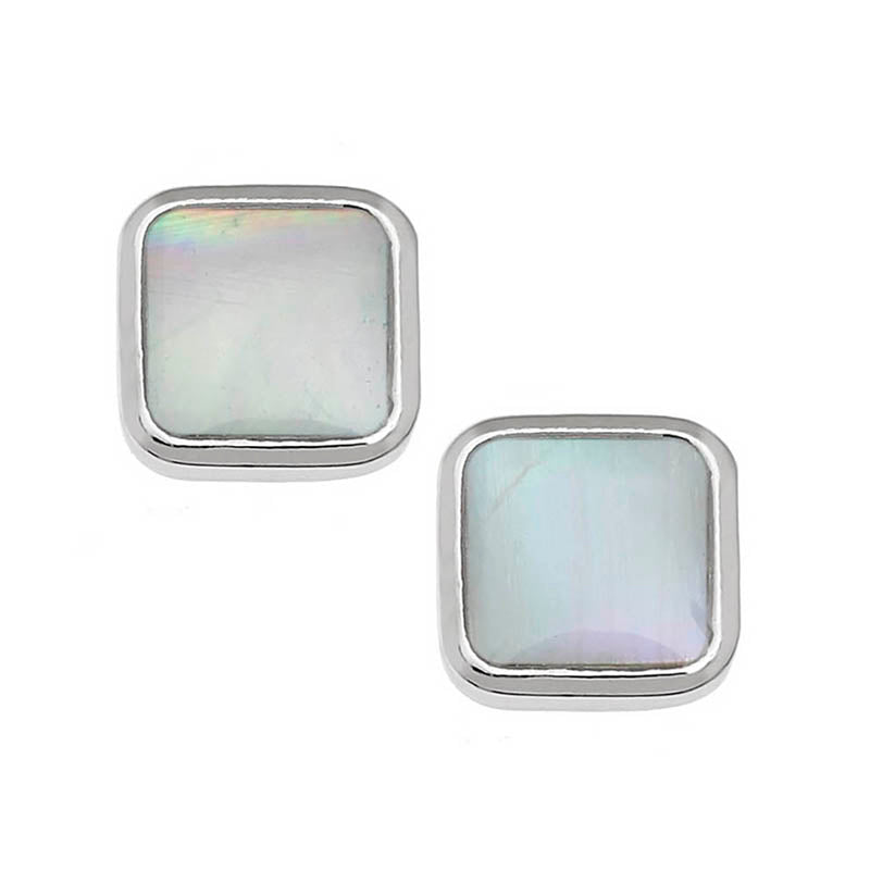 Mother of Pearl Square Stud Earrings