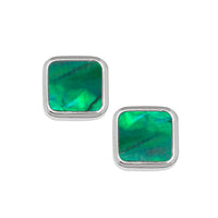 Paua Shell Green Square Stud Earrings