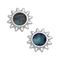 Paua Shell Blue Sun Stud Earrings