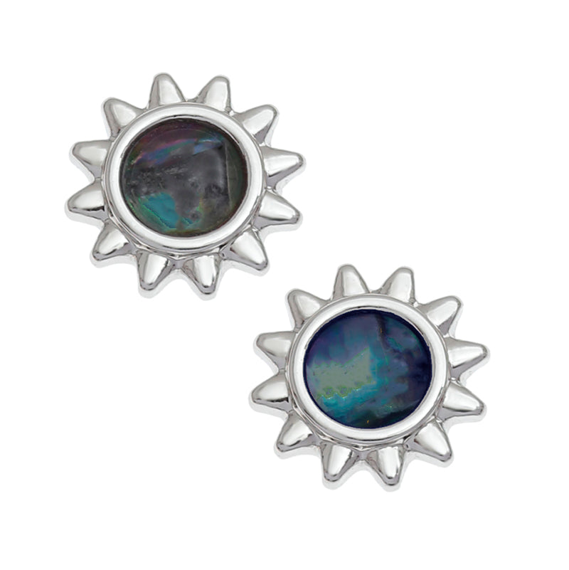 Paua Shell Blue Sun Stud Earrings