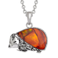 Paua Shell Amber Hedgehog Necklace