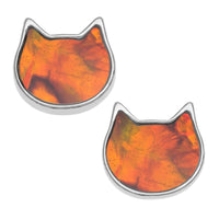 Paua Shell Ginger Cat Face Earrings