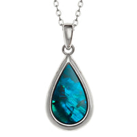 Paua Shell Blue Teardrop Necklace