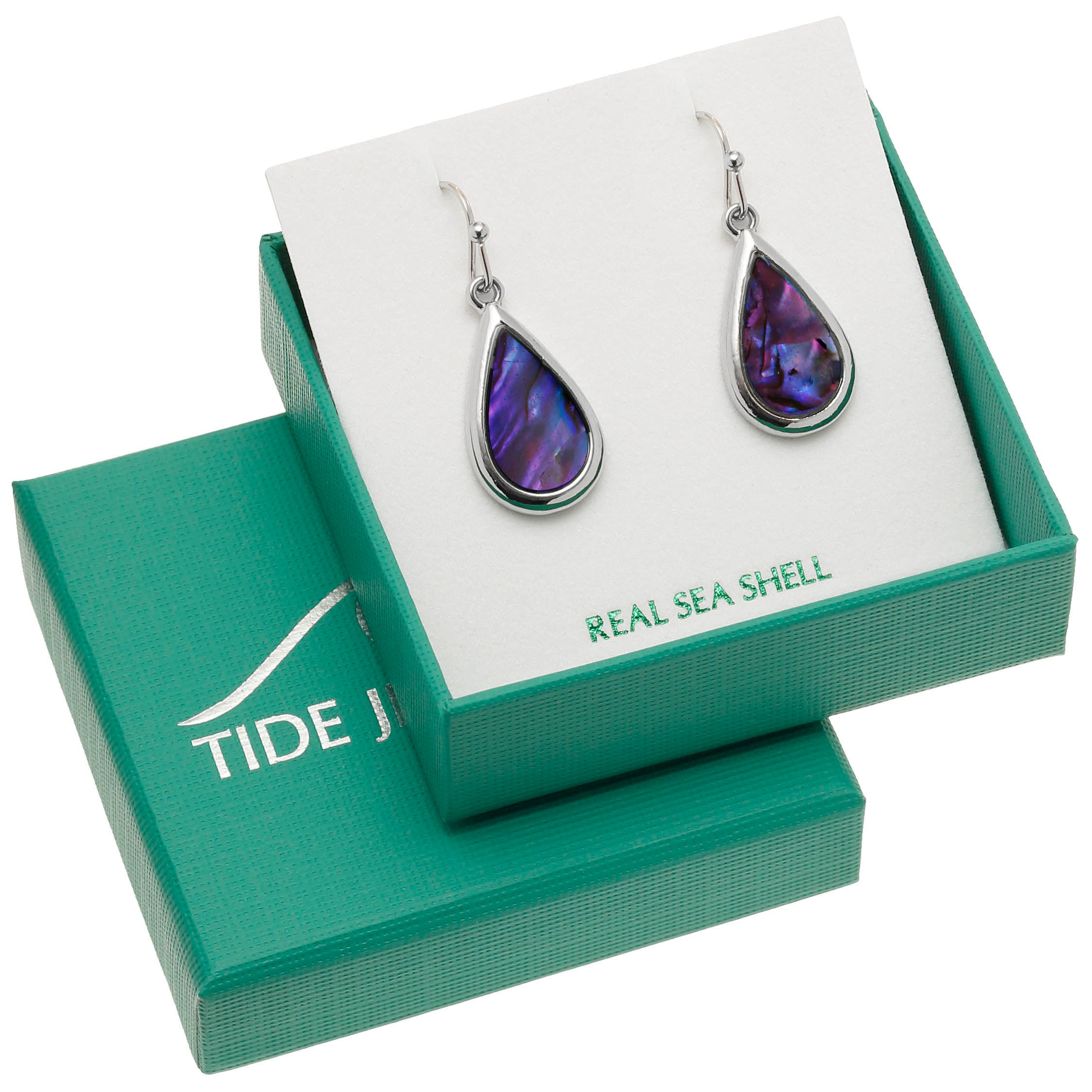 Paua Shell Purple Teardrop Earrings