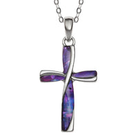 Paua Shell Purple Cross Necklace